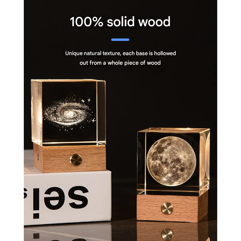 The Moon Luminous 3D Crystal Cube Night Light - Laser