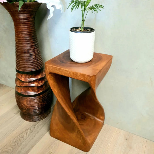 The Twist Side Table/Corner Table/Plant Stand Raintree Wood