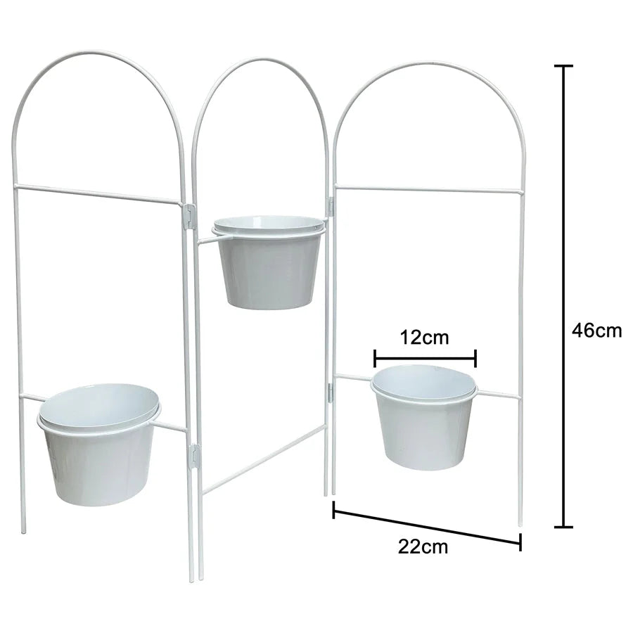 Three Tier White Planter Stand w/ Pots 68x55cm - Home &