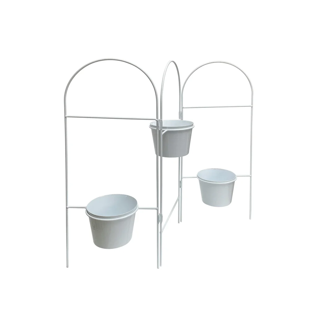 Three Tier White Planter Stand w/ Pots 68x55cm - Home &