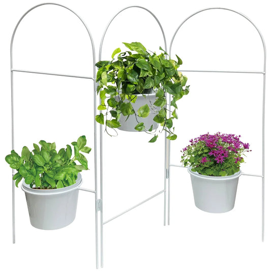 Three Tier White Planter Stand w/ Pots 68x55cm - Home &
