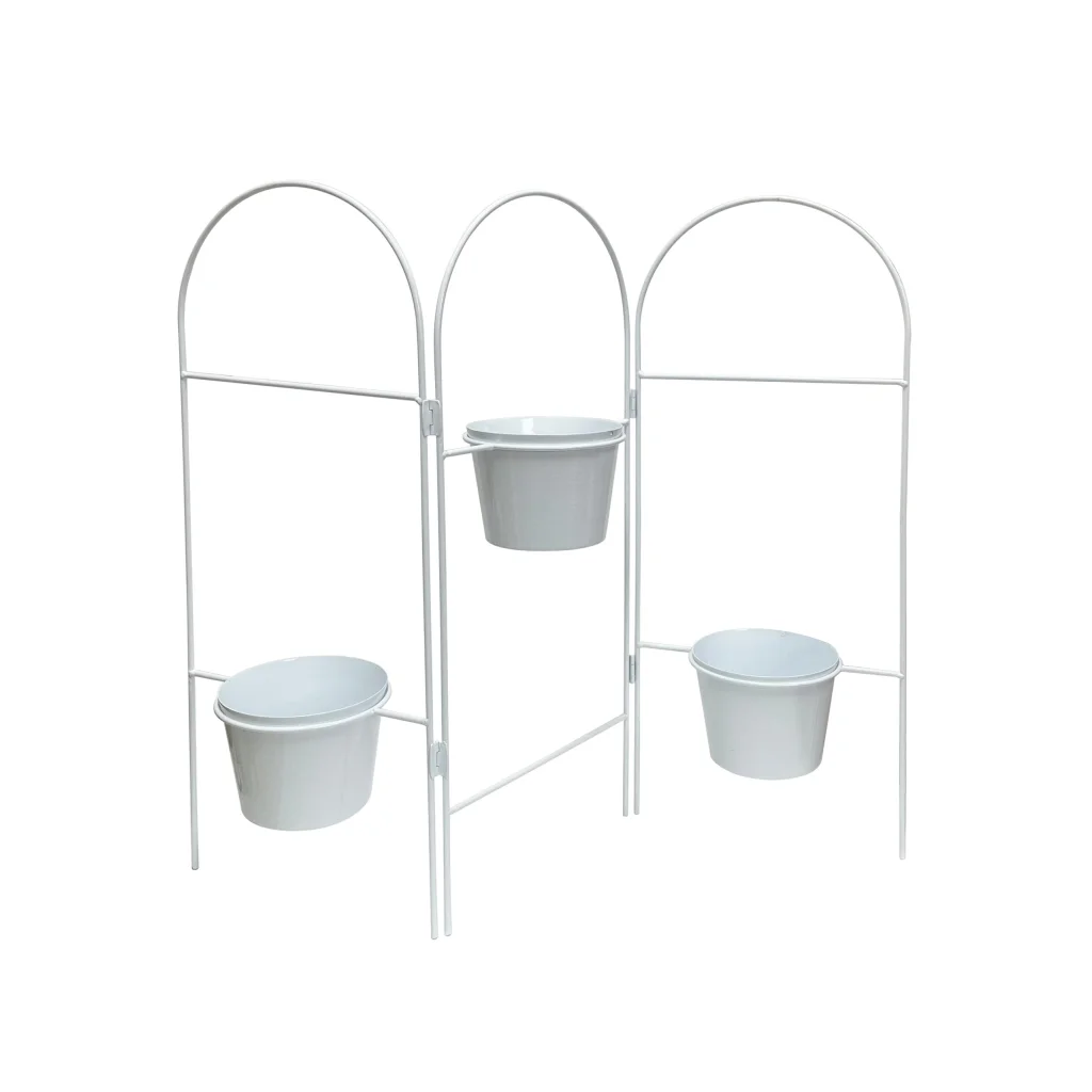 Three Tier White Planter Stand w/ Pots 68x55cm - Home &