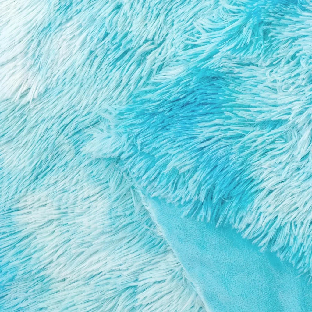 Throw Blanket Double Sided Faux Fur Shaggy - Blue - Home &