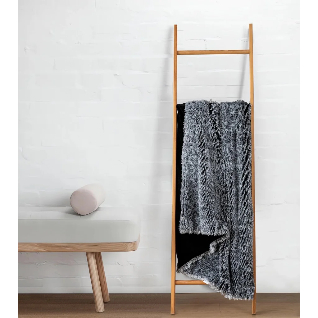 Throw Blanket Double Sided Faux Fur Shaggy - Charcoal