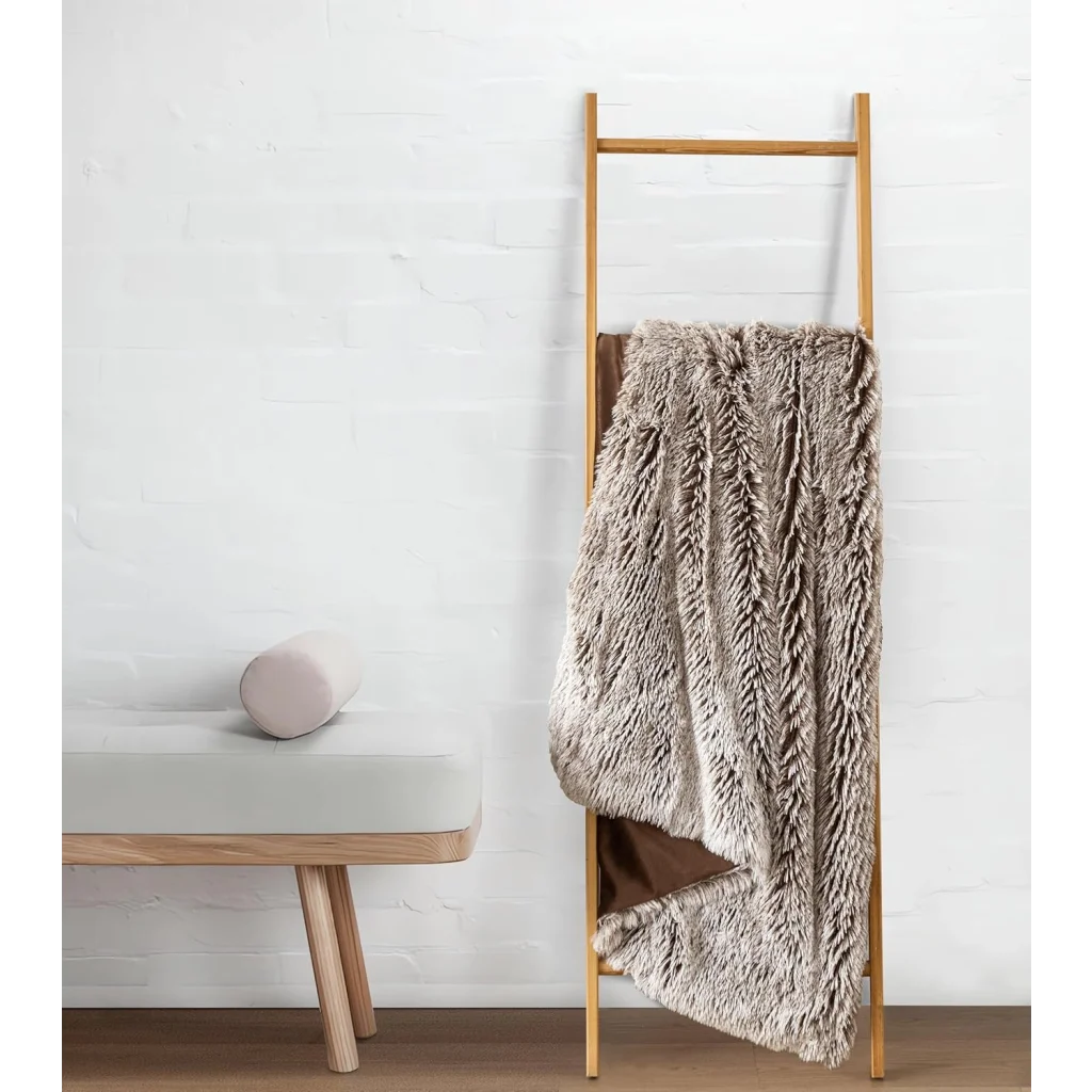 Throw Blanket Double Sided Faux Fur Shaggy - Chestnut