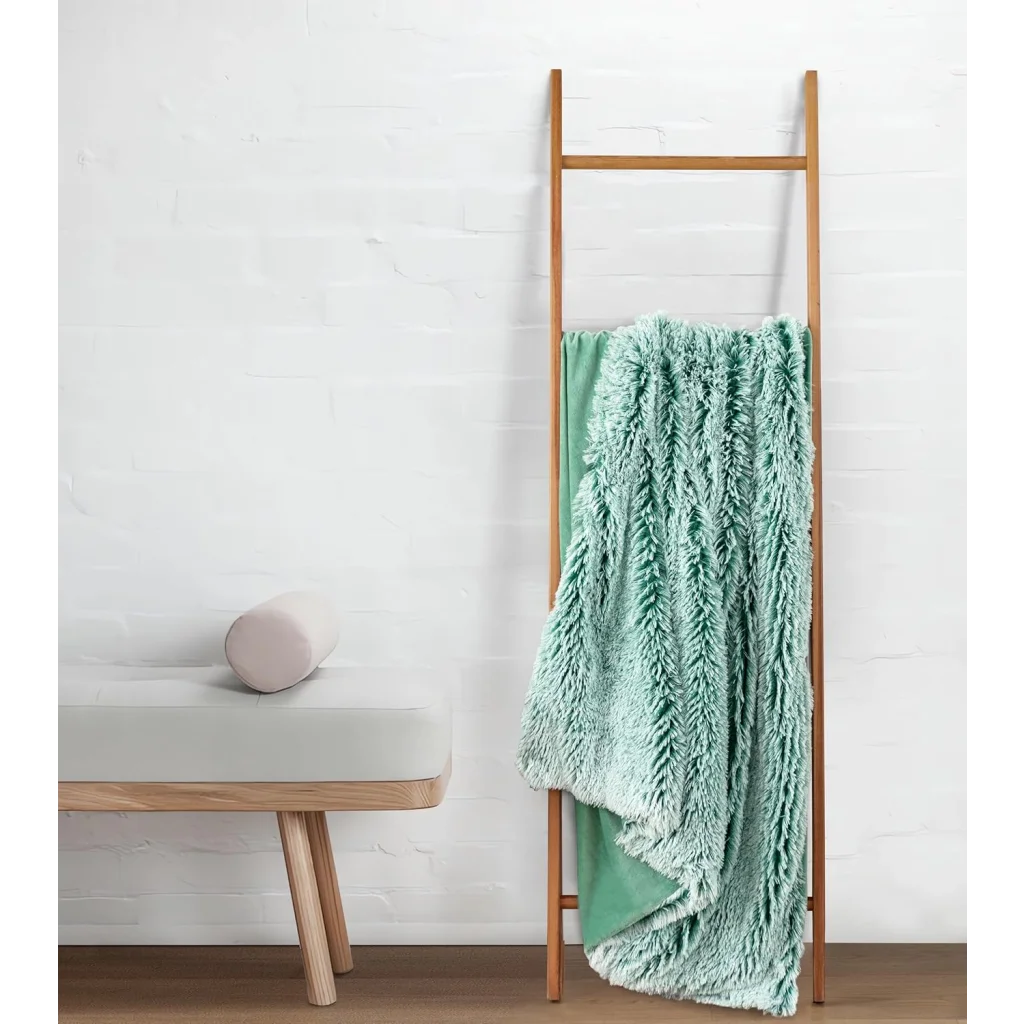 Throw Blanket Double Sided Faux Fur Shaggy - Emerald - Home