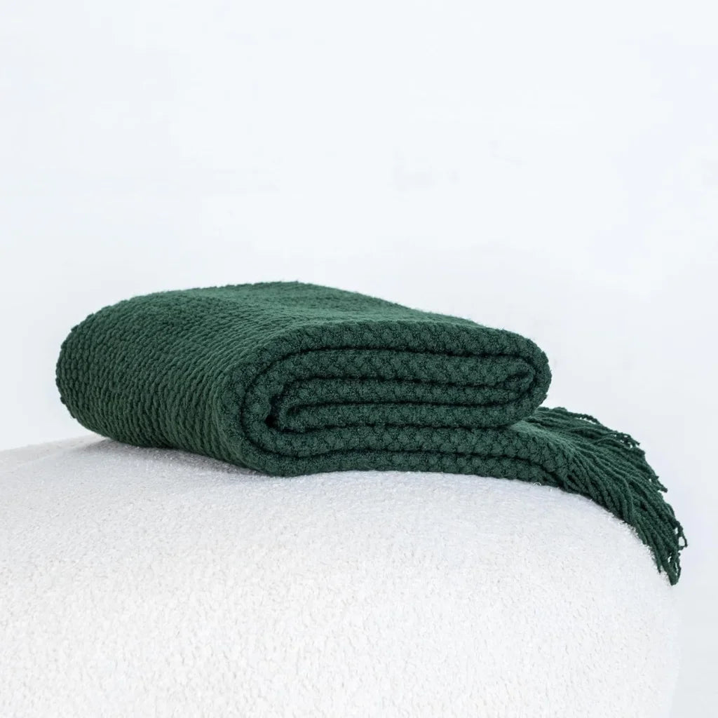 Throw Blanket Micro Plush Knitted Woven - Forest - Home &