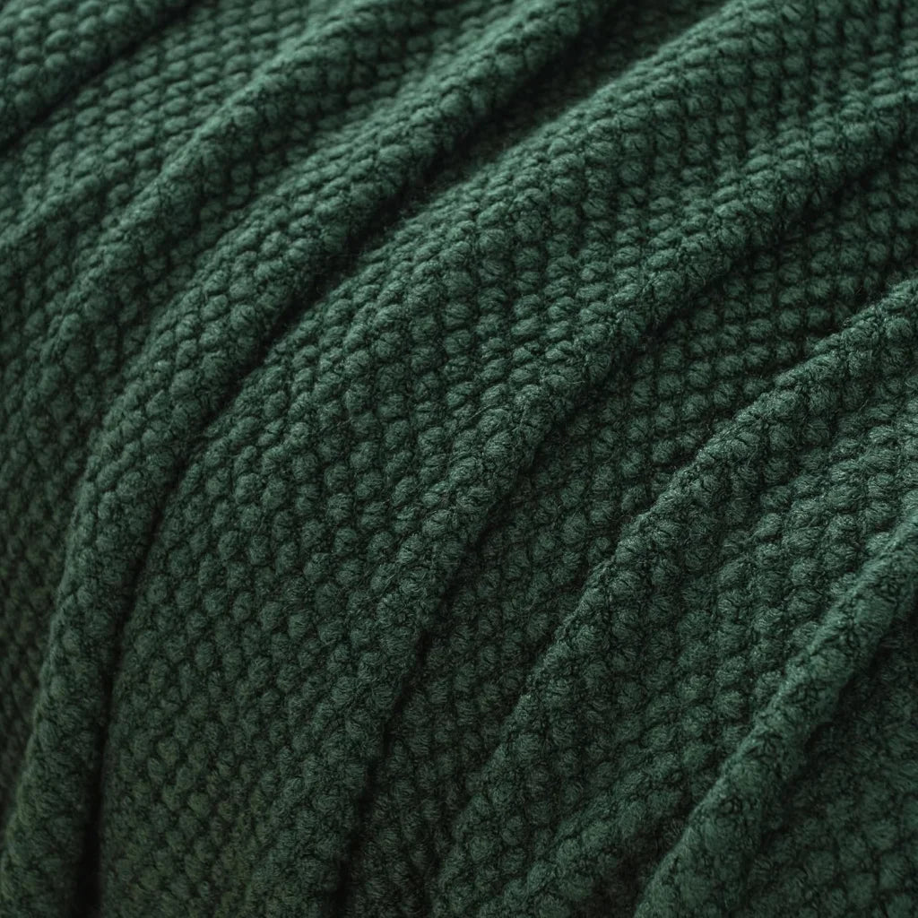 Throw Blanket Micro Plush Knitted Woven - Forest - Home &