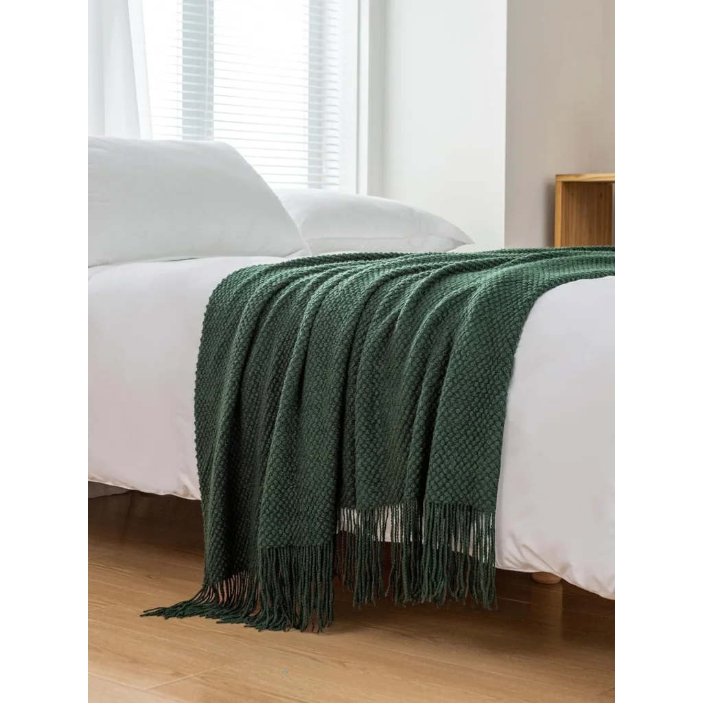 Throw Blanket Micro Plush Knitted Woven - Forest - Home &