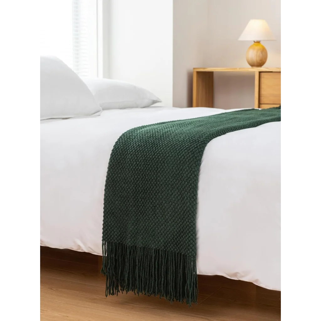 Throw Blanket Micro Plush Knitted Woven - Forest - Home &