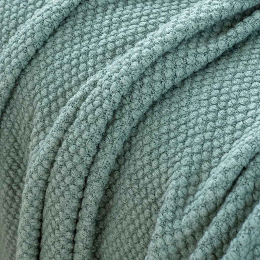 Throw Blanket Micro Plush Knitted Woven - Seafoam - Home &