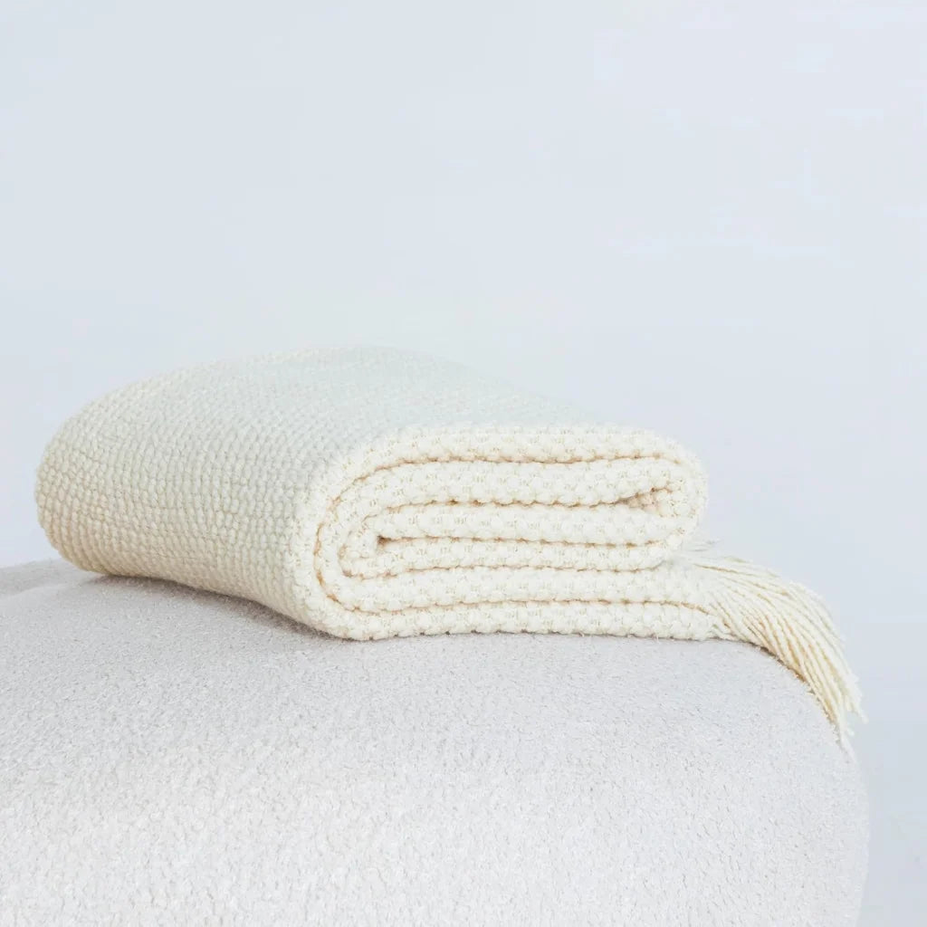 Throw Blanket Micro Plush Knitted Woven - Snow - Home &