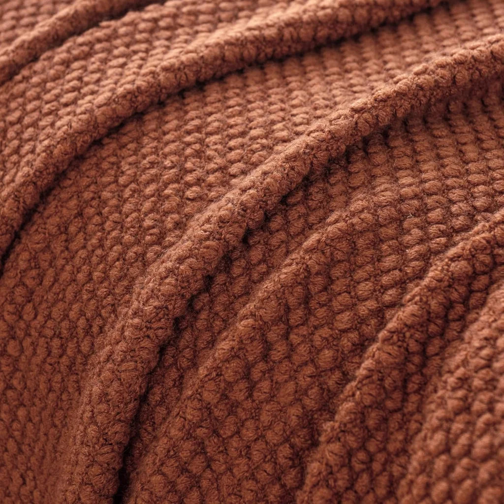 Throw Blanket Micro Plush Knitted Woven - Terracotta - Home