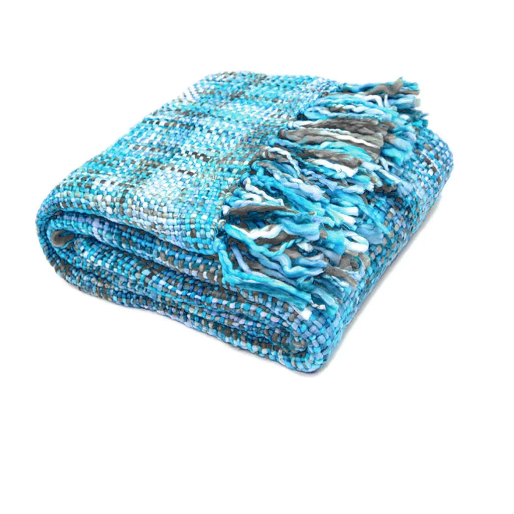 Throw Blanket Rans Oslo Knitted Weave 127x152 cm - Aqua