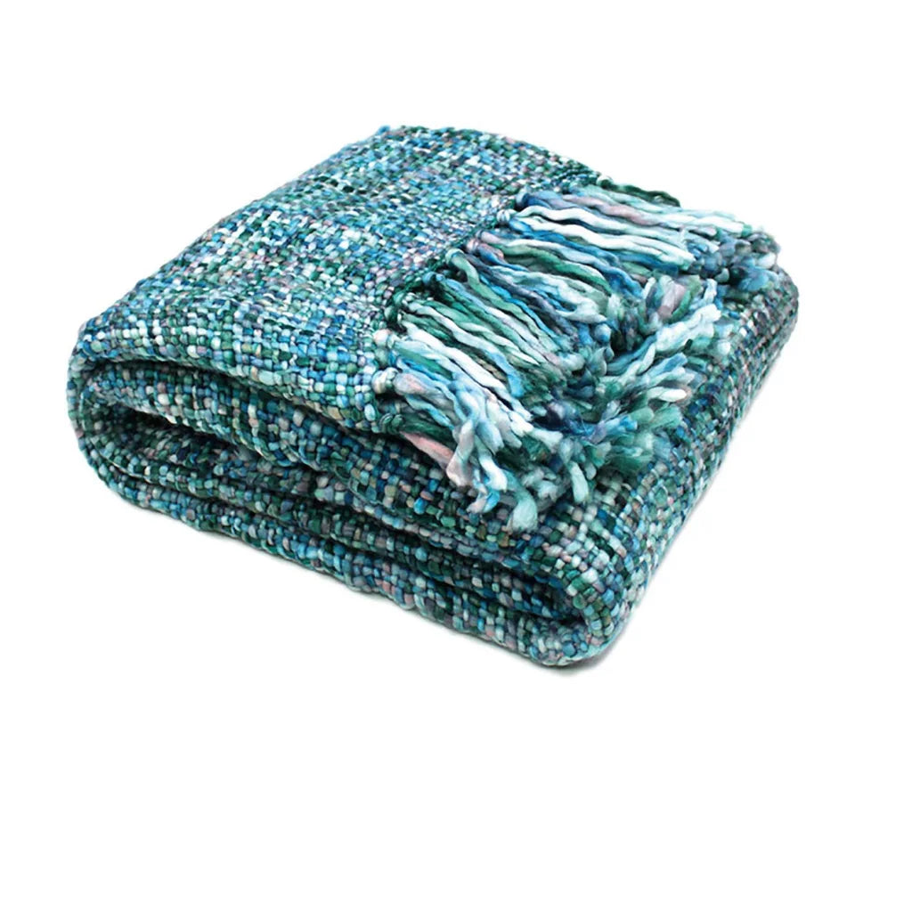 Throw Blanket Rans Oslo Knitted Weave 127x152cm - Cool Pool