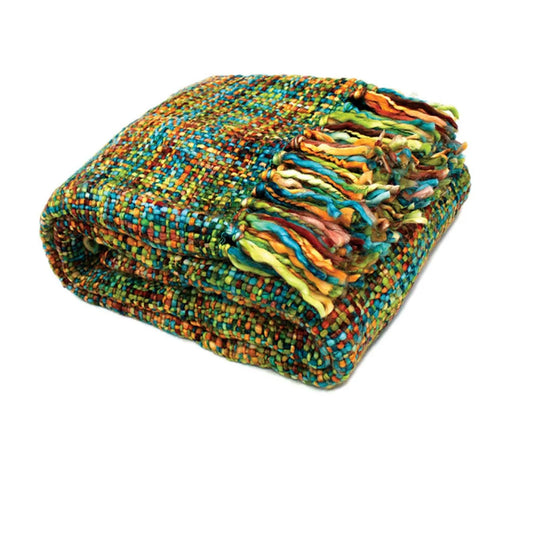 Throw Blanket Rans Oslo Knitted Weave 127x152cm - Peacock