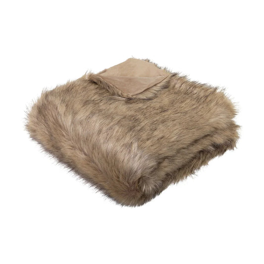 Throw Faux Fur J.Elliot Home Grizzly Brown - Home & Garden
