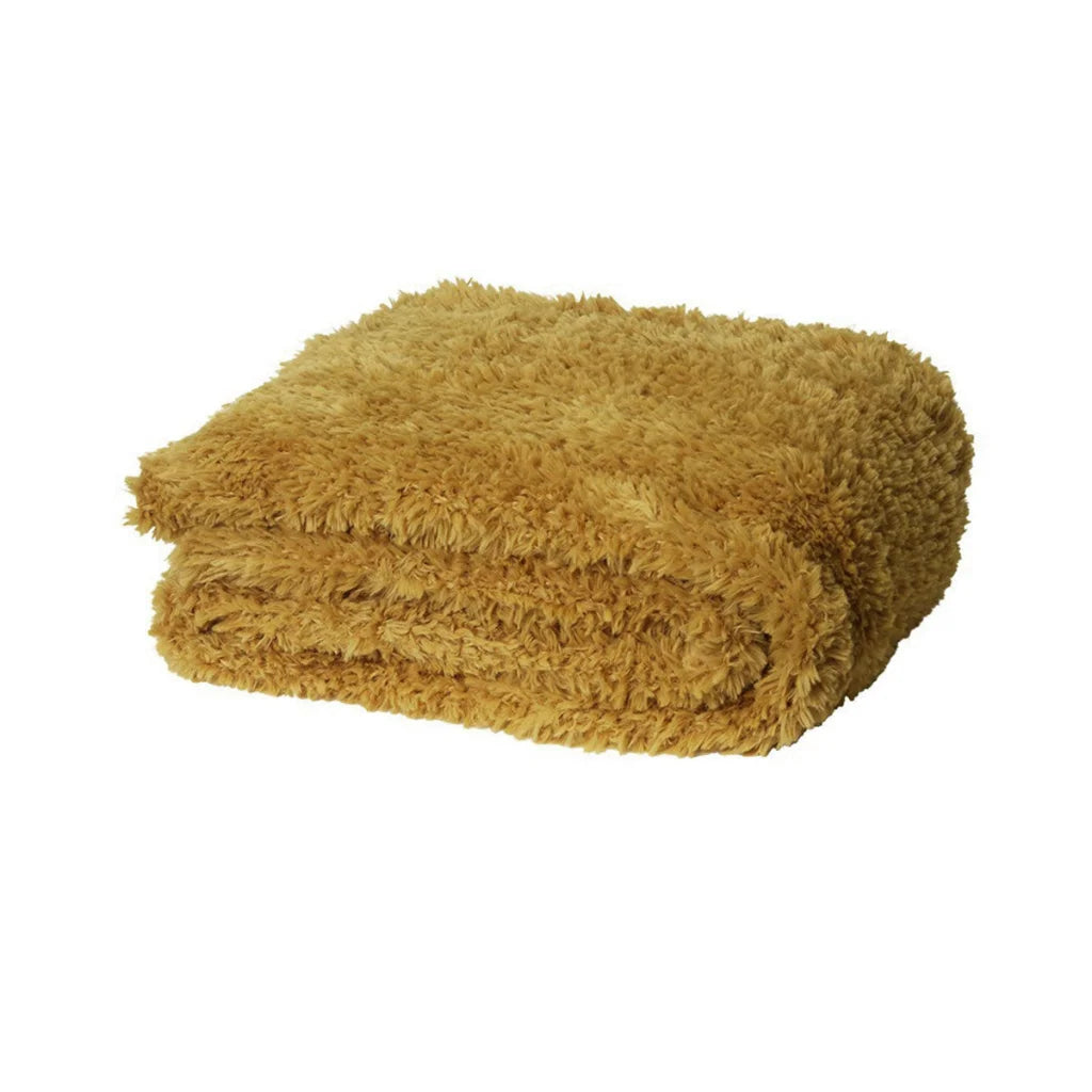 Throw J.Elliot Home Eve Fur Knitted Marigold - Home & Garden