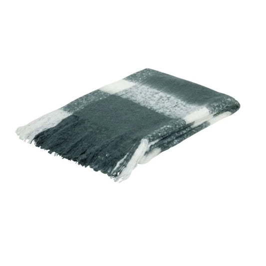 Throw J.Elliot Home Wren Faux Mohair Charcoal/White - Home