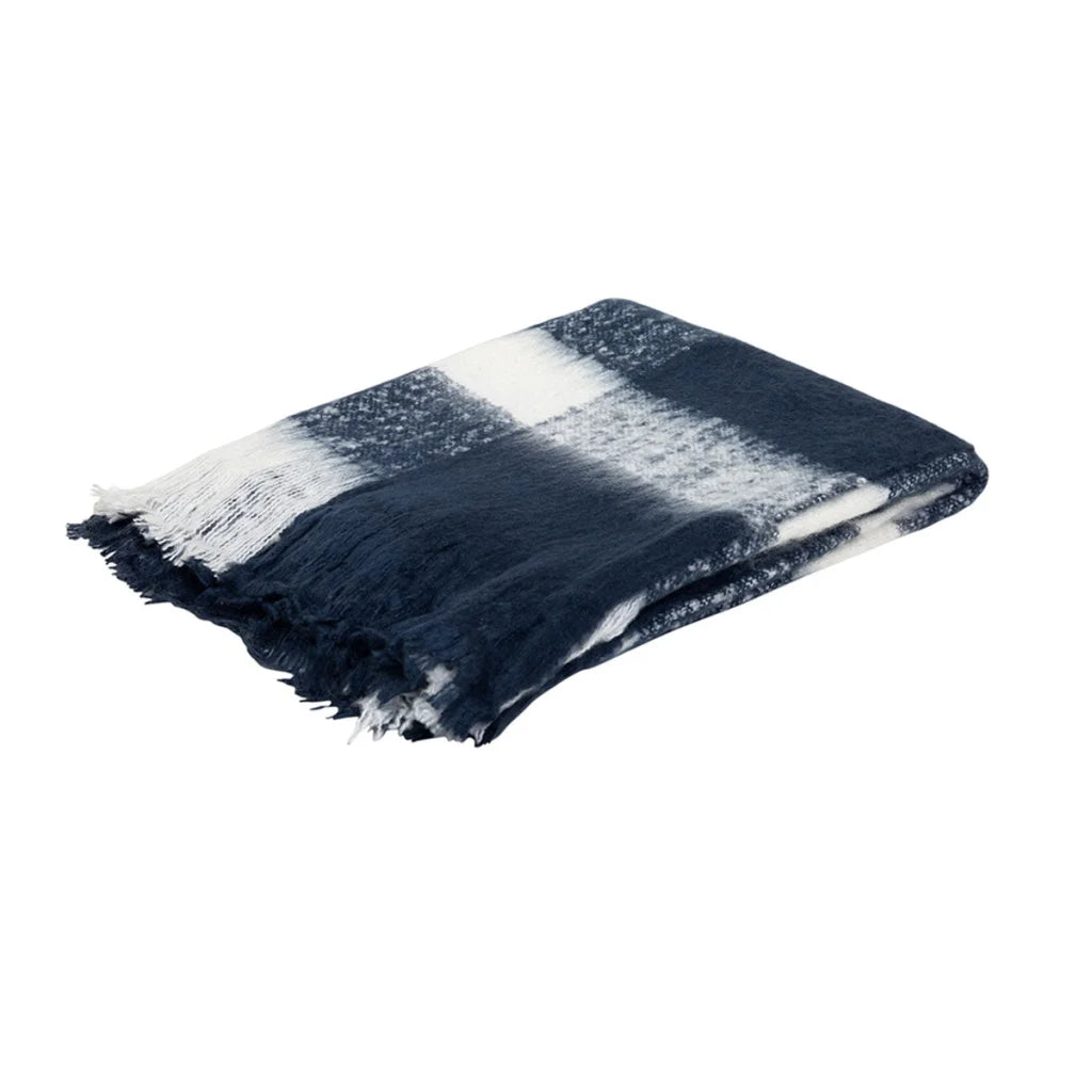 Throw J.Elliot Home Wren Faux Mohair Navy/White - Home &