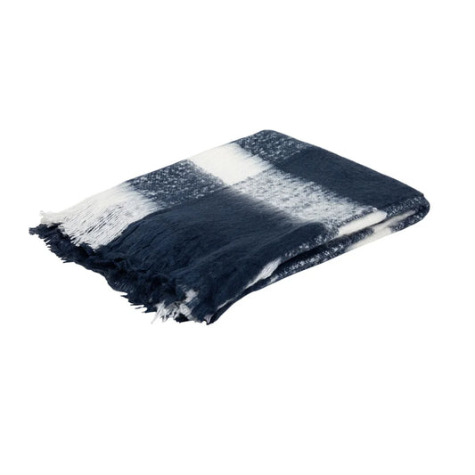 Throw J.Elliot Home Wren Faux Mohair Navy/White - Home &