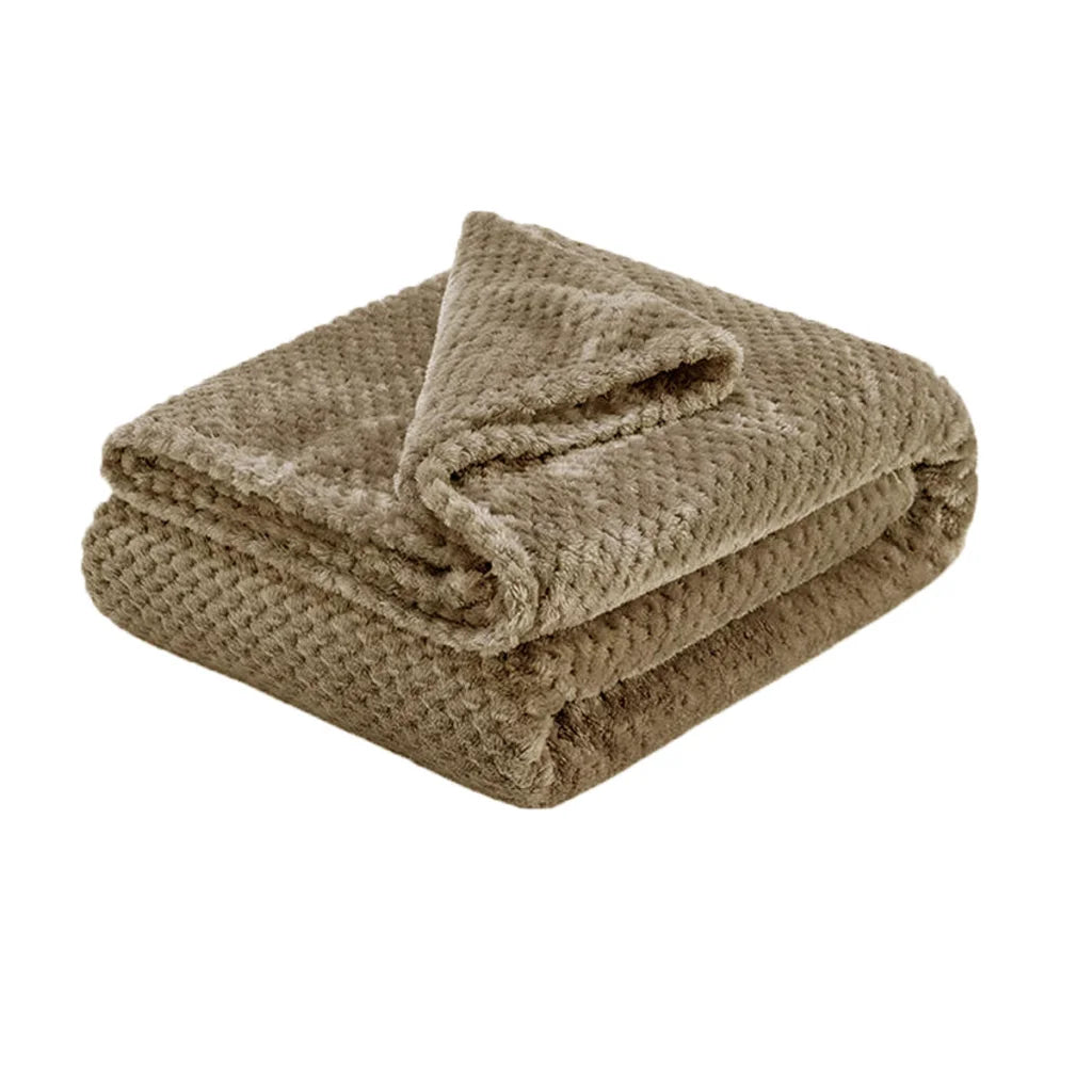Throw Rug Blanket Soft Diamond Fleece Latte - Home & Garden