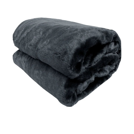 Throw Rug Faux Fur Titan Charcoal 127x152 cm - Home & Garden