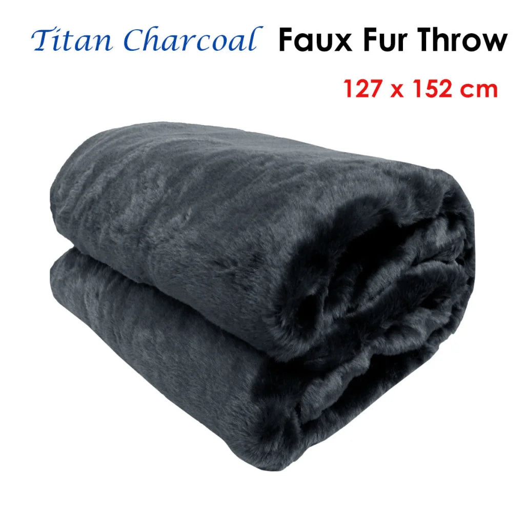 Throw Rug Faux Fur Titan Charcoal 127x152 cm - Home & Garden