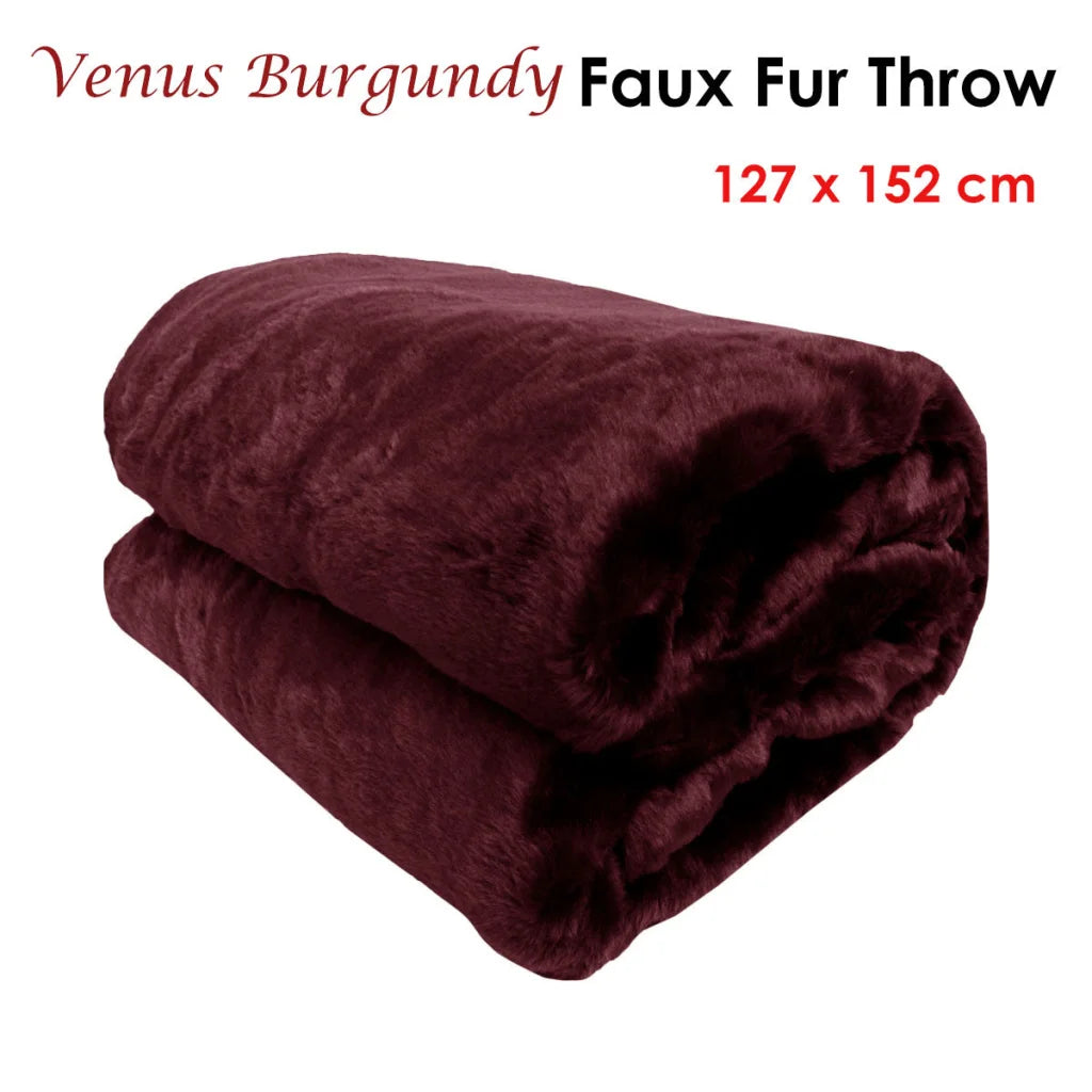 Throw Rug Faux Fur Venus Burgundy 127x152 cm - Home & Garden