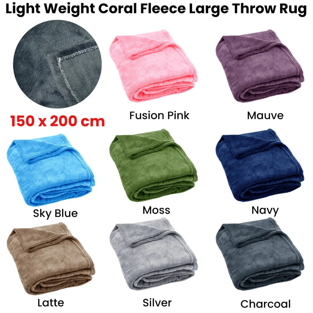 Throw Rug Light Weight Coral Fleece 150x200 cm Silver