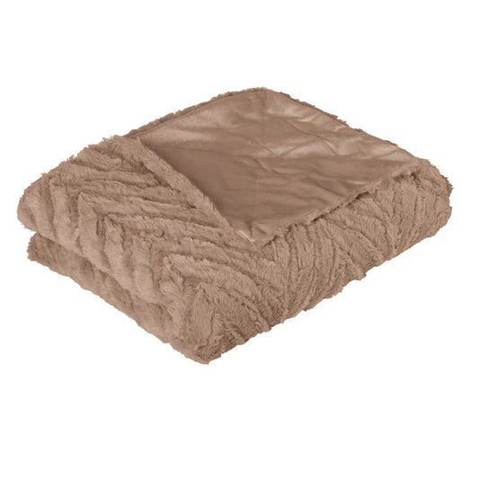 Throw Rug Plush Faux Fur Ottawa Champagne - Furniture