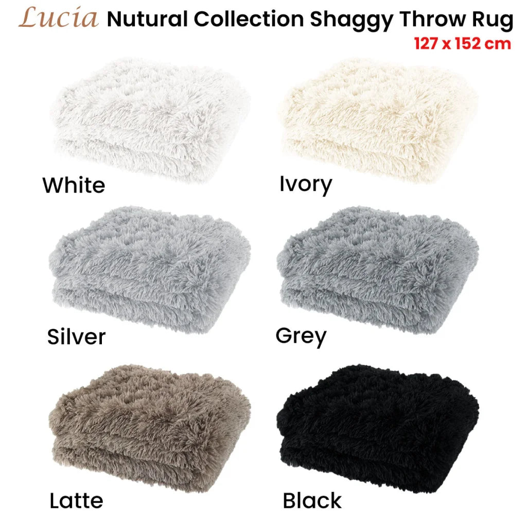 Throw Rug Shaggy Lucia Natural Collection 127x152cm Black