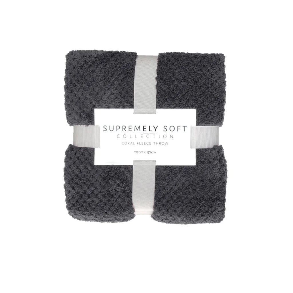Throw Rug Soft Diamond Fleece Charcoal - Home & Garden