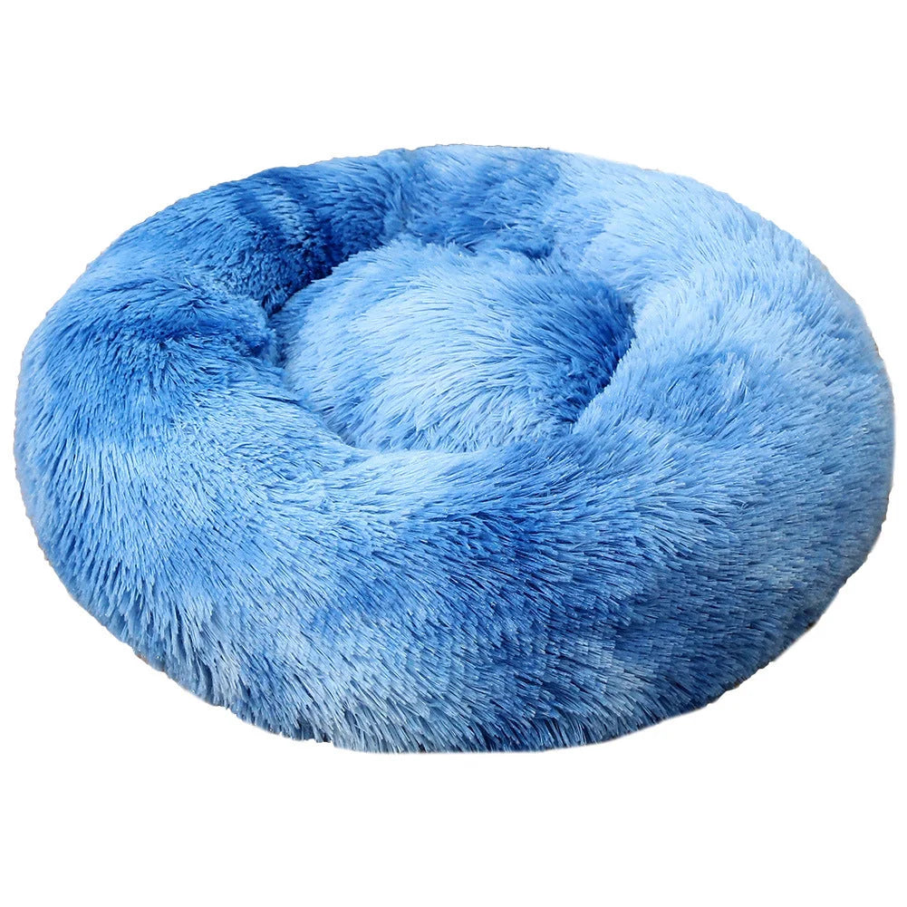 Tie-dye Baby Blue 50cm Cozy Round Pet Bed - Plush Cat & Dog