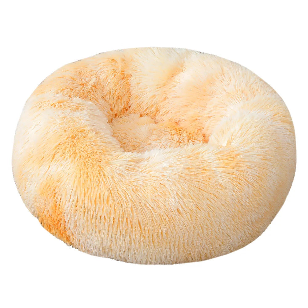Tie-dye Baby Yellow 50cm Cozy Round Pet Bed - Plush Cat &