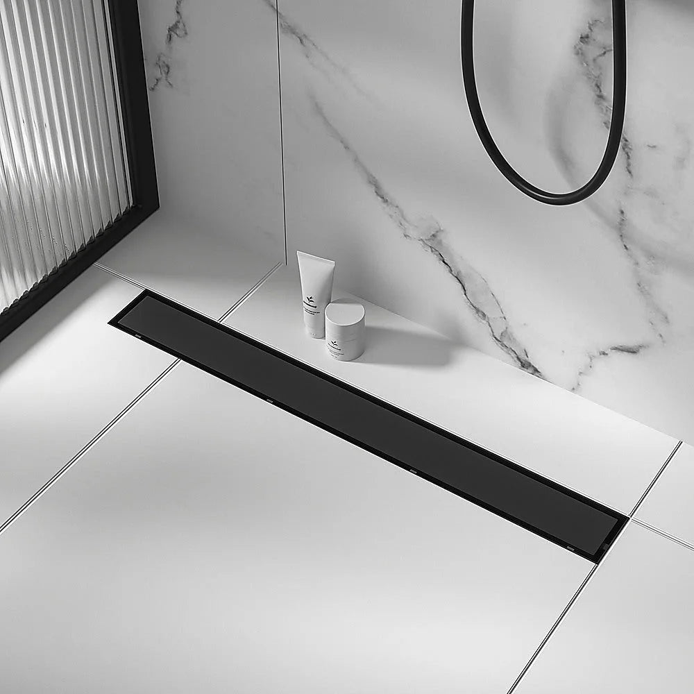 Tile Insert Shower Bathroom Black Grate Drain 800mm