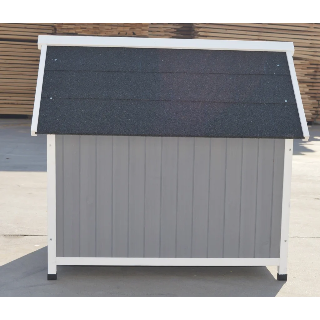 Timber Pet Dog Puppy Wooden Cabin Kennel House - Large Grey