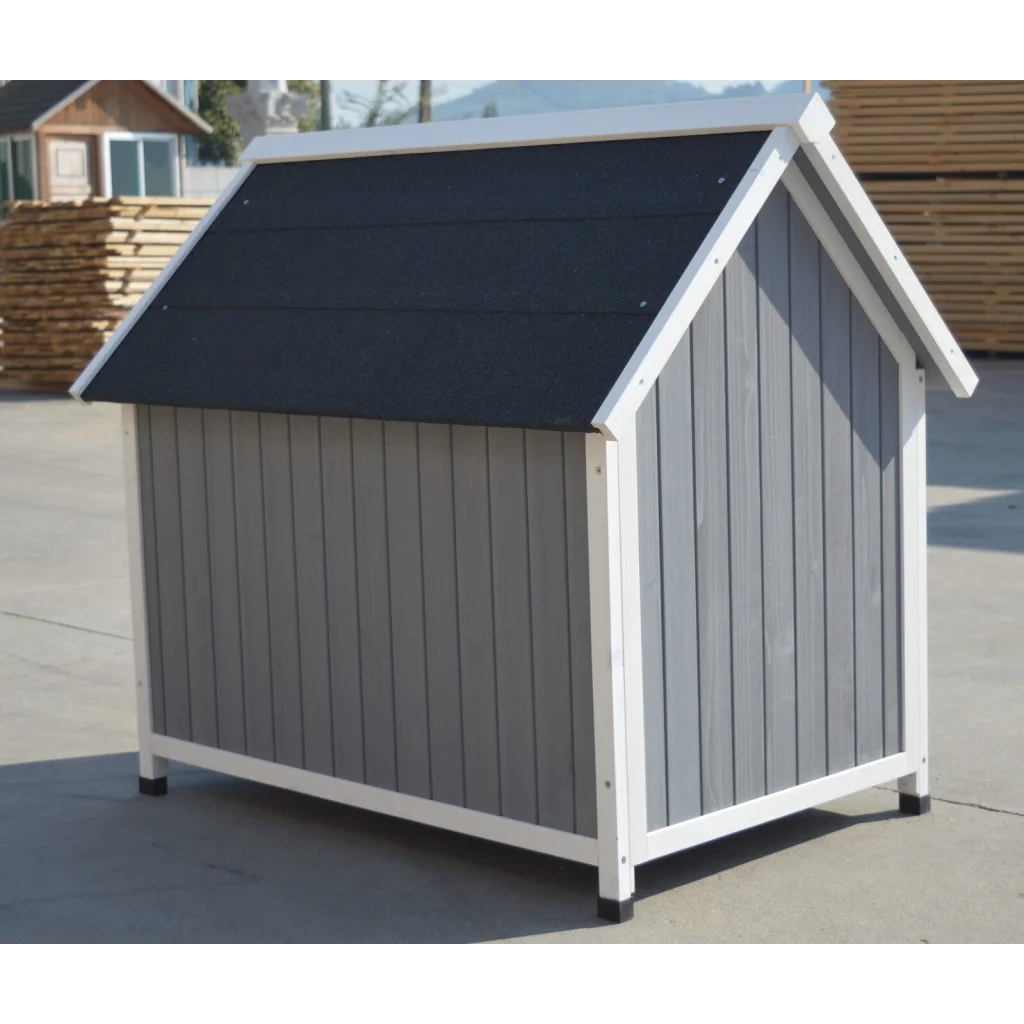 Timber Pet Dog Puppy Wooden Cabin Kennel House - Large Grey