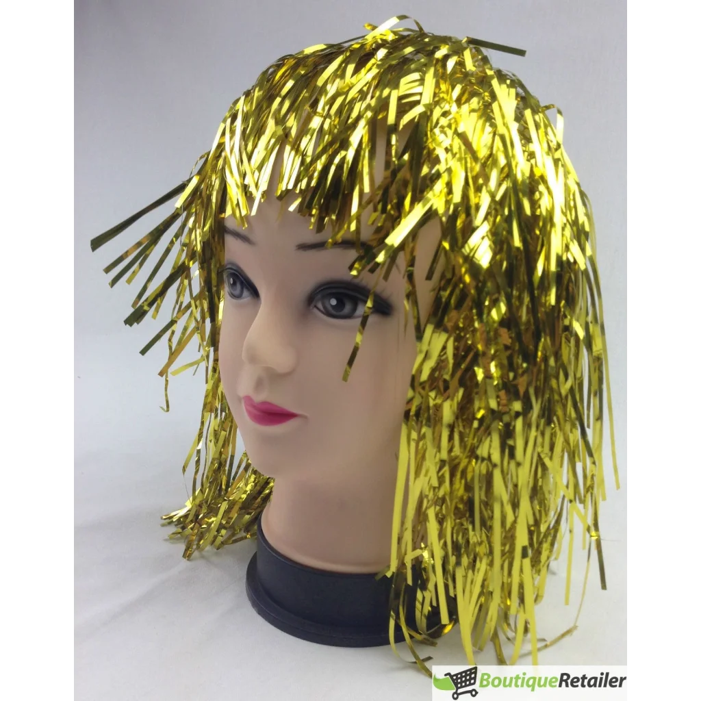 Tinsel Metallic Wig 70s 50s 20s Costume Mens Womens Unisex