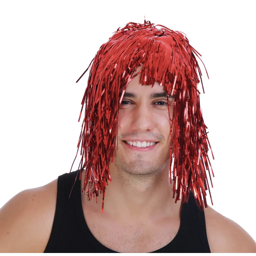 Tinsel Metallic Wig 70s 50s 20s Costume Mens Womens Unisex