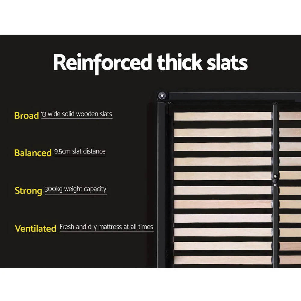 Tiyo Bed Frame PU Leather Gas Lift Storage - Black King