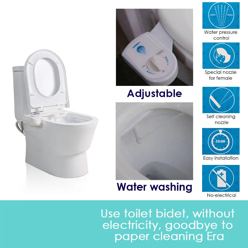 Toilet Bidet Seat Hygiene Water Wash Clean Unisex Easy