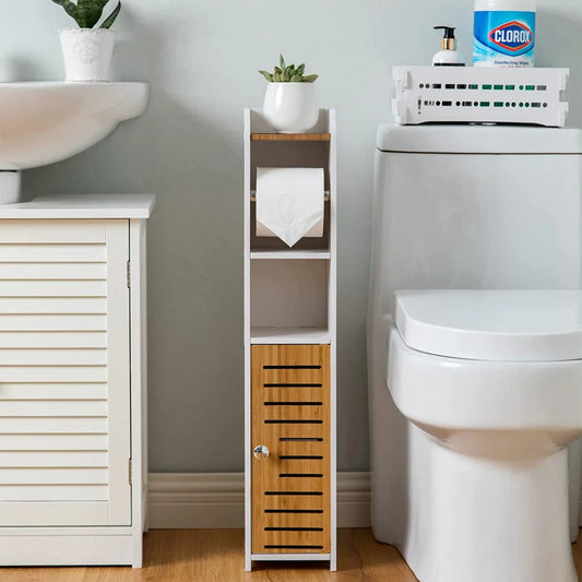 Toilet Paper Roll Holder for Bathroom with Roller - Bamboo