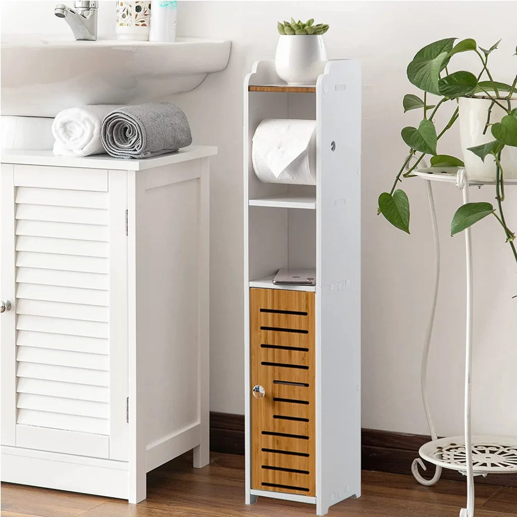 Toilet Paper Roll Holder for Bathroom with Roller - Bamboo