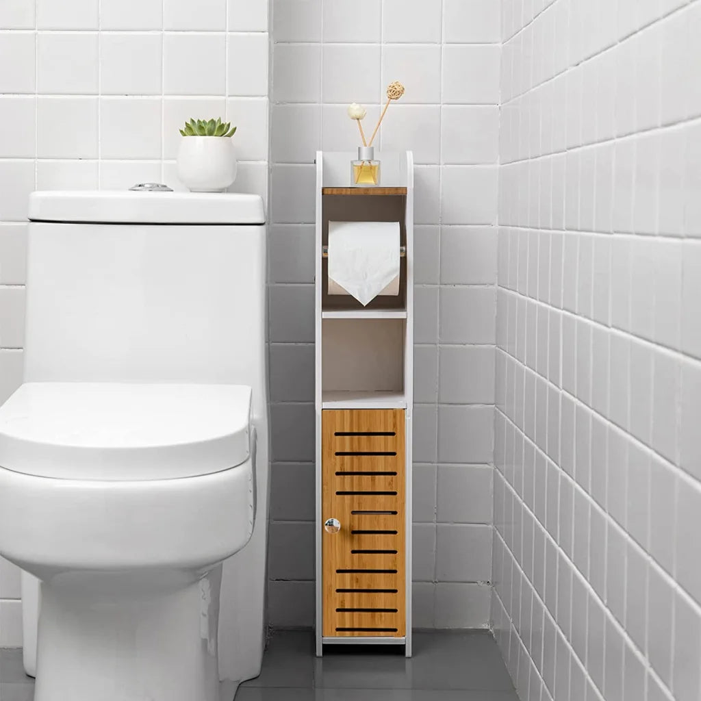 Toilet Paper Roll Holder for Bathroom with Roller - Bamboo