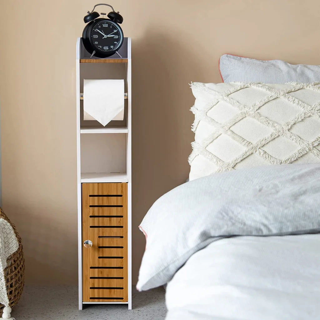 Toilet Paper Roll Holder for Bathroom with Roller - Bamboo