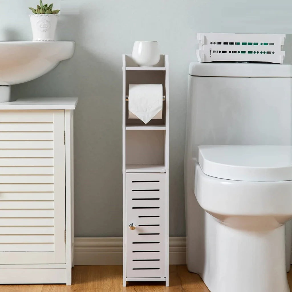 Toilet Paper Roll Holder for Bathroom with Roller - White