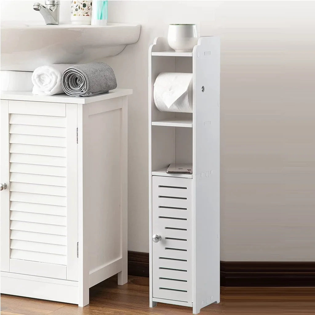 Toilet Paper Roll Holder for Bathroom with Roller - White