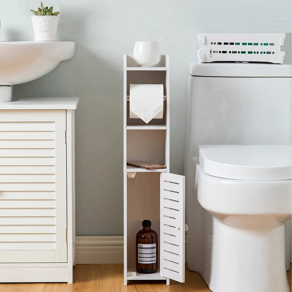 Toilet Paper Roll Holder for Bathroom with Roller - White