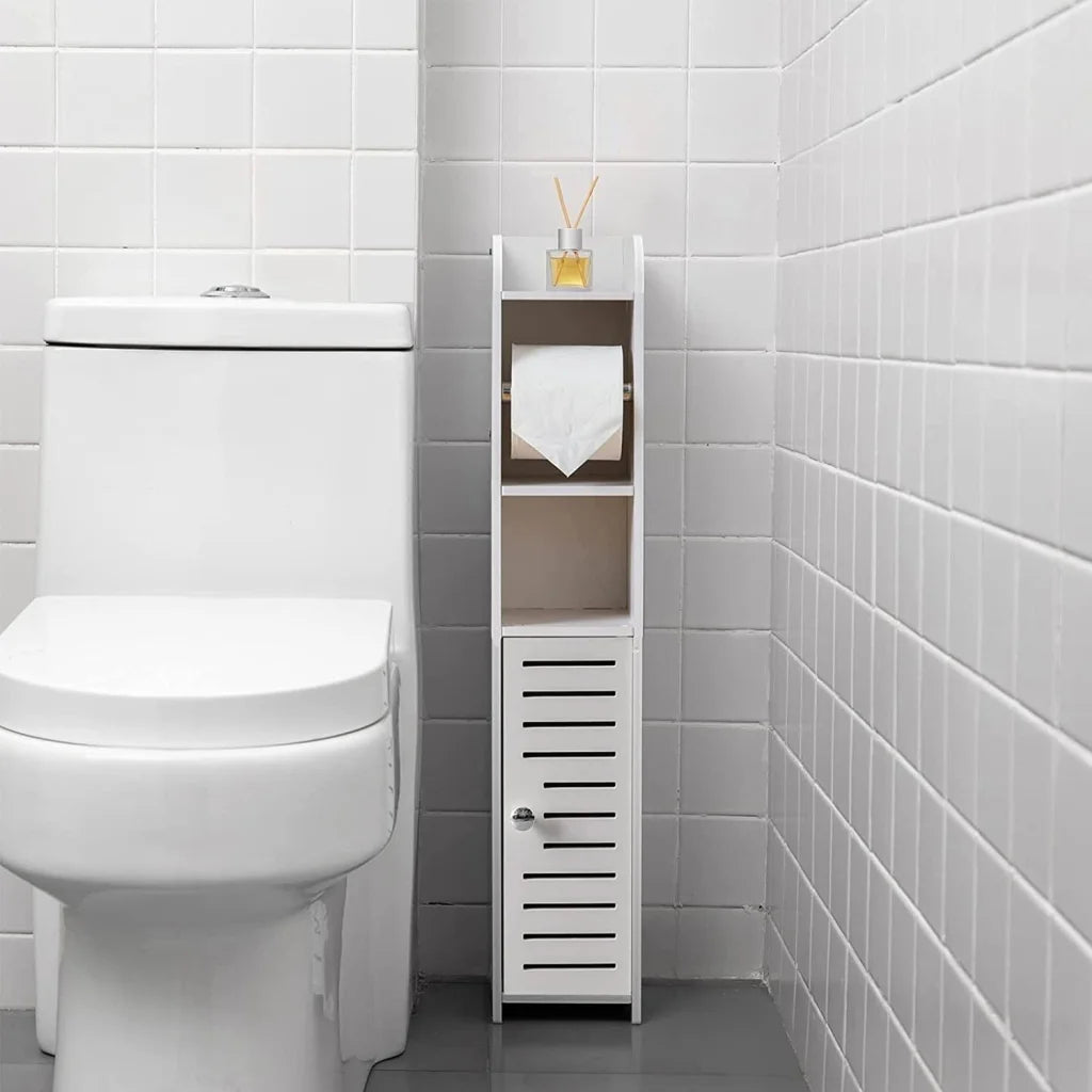 Toilet Paper Roll Holder for Bathroom with Roller - White
